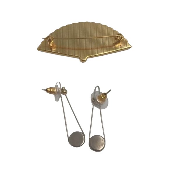 Vintage Damascene Gold Jewelry Set - Picture 2 of 4